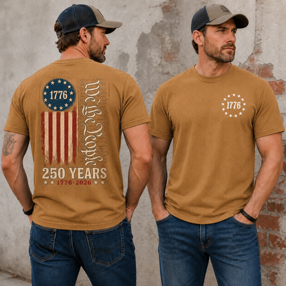 We The People 250 Years Shirt, Patriotic USA Flag Graphic Tee, America 1776 2026 Independence Day