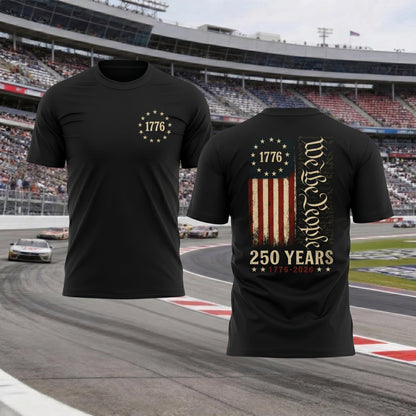 We The People 250 Years Shirt, Patriotic USA Flag Graphic Tee, America 1776 2026 Independence Day