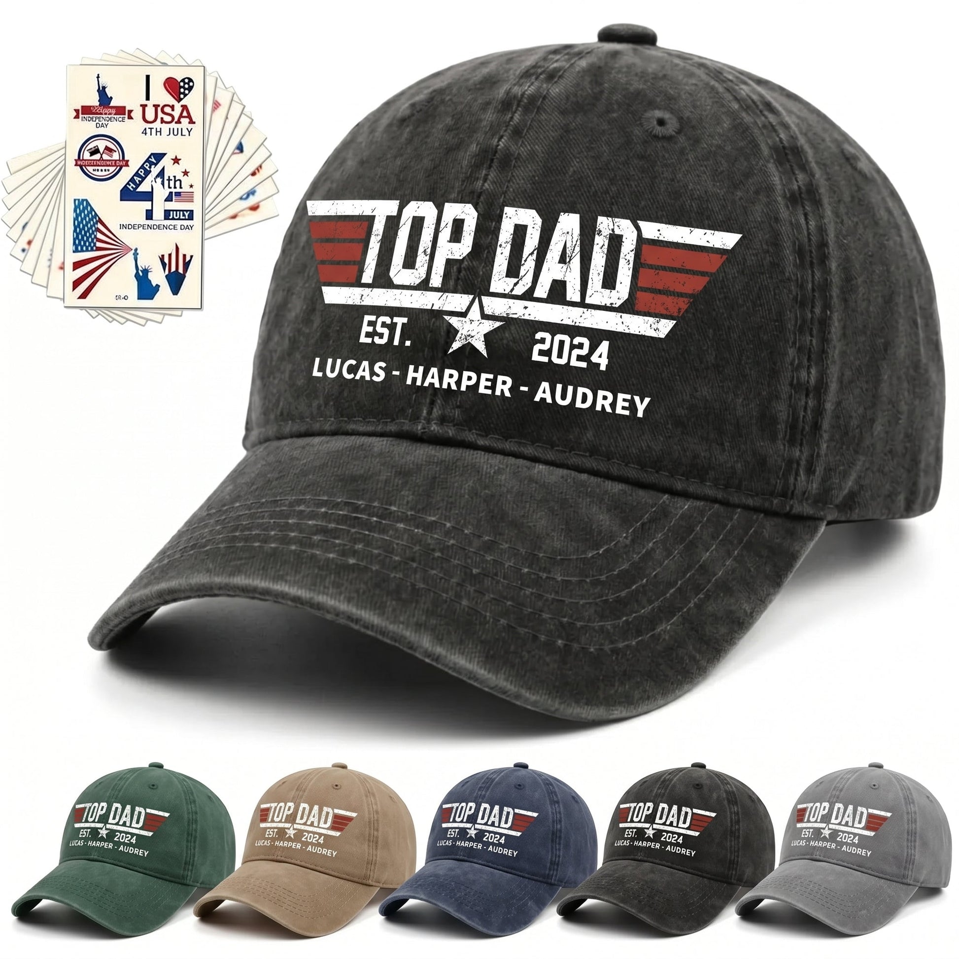 Personalized Gift Top Papa, Grandpa's Birthday, Father's Day Gift Trend, Personalized Custom Vintage Washed Denim Cap