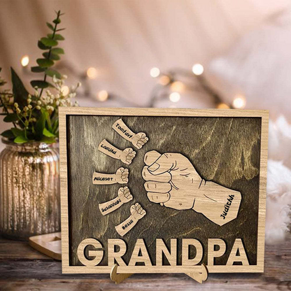 Personalized Fist Bump Sign Home Decor Wood Frame for Father's Day
