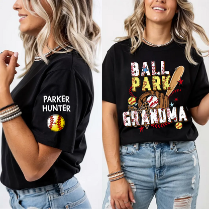 Ballpark Baseball Softball Mimi Game Day, Personalized Grandma and Grandkids T-shirt