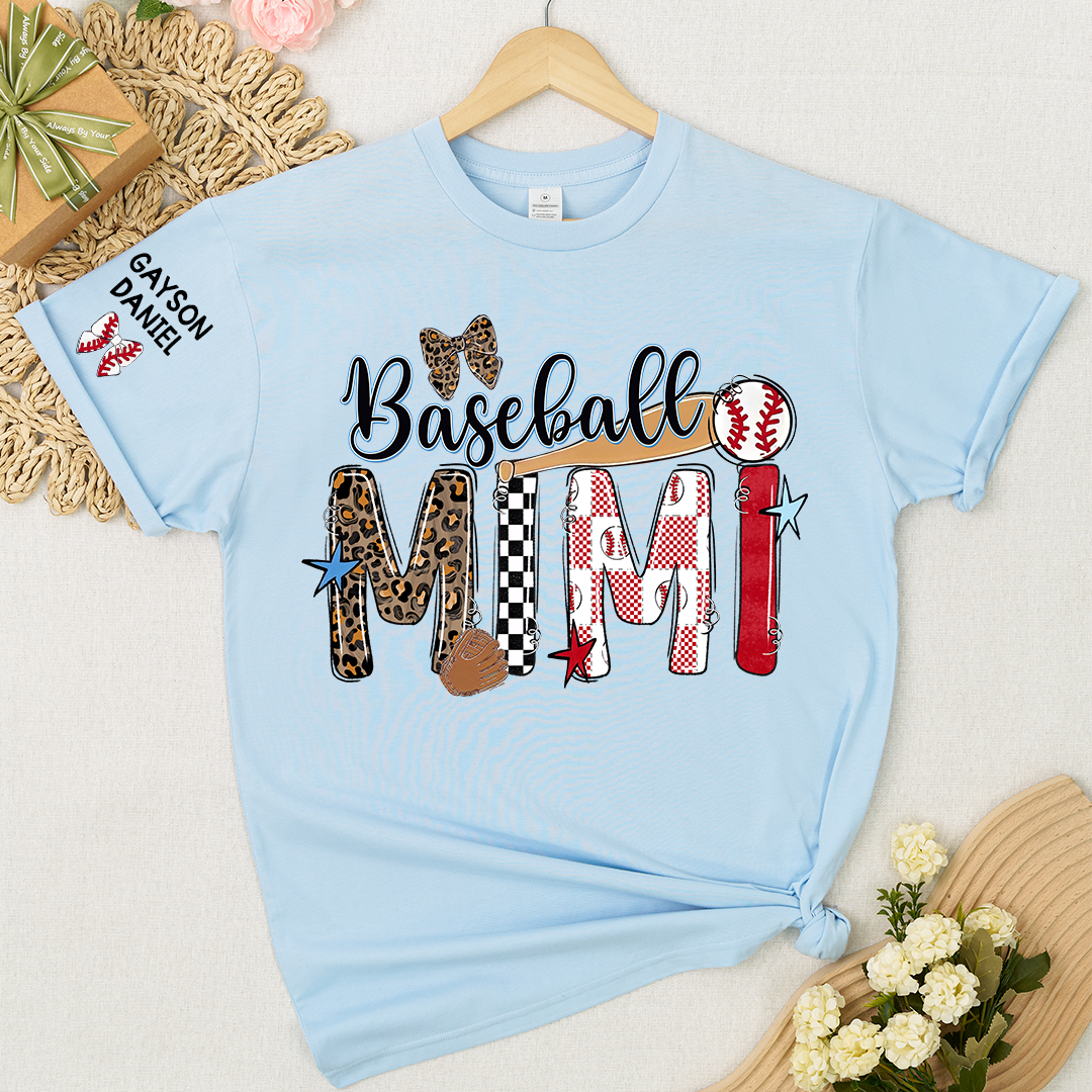 Baseball Game Day Nana Gigi Mimi Grandma and Grandkids Personalized T-shirt