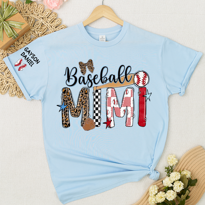 Baseball Game Day Nana Gigi Mimi Grandma and Grandkids Personalized T-shirt