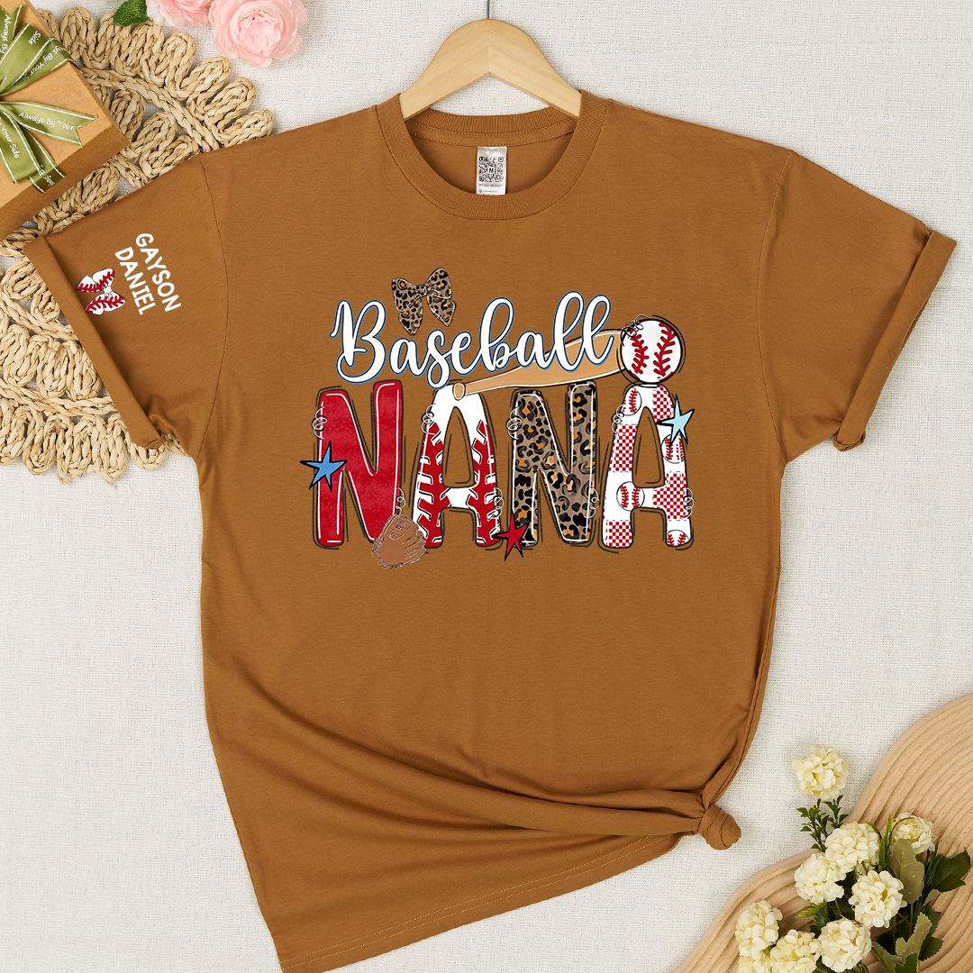 Baseball Game Day Nana Gigi Mimi Grandma and Grandkids Personalized T-shirt
