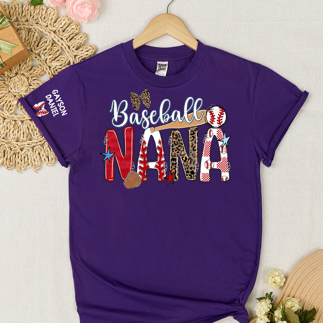 Baseball Game Day Nana Gigi Mimi Grandma and Grandkids Personalized T-shirt