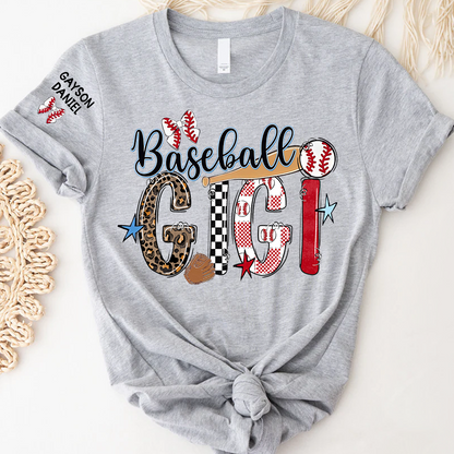 Baseball Game Day Nana Gigi Mimi Grandma and Grandkids Personalized T-shirt