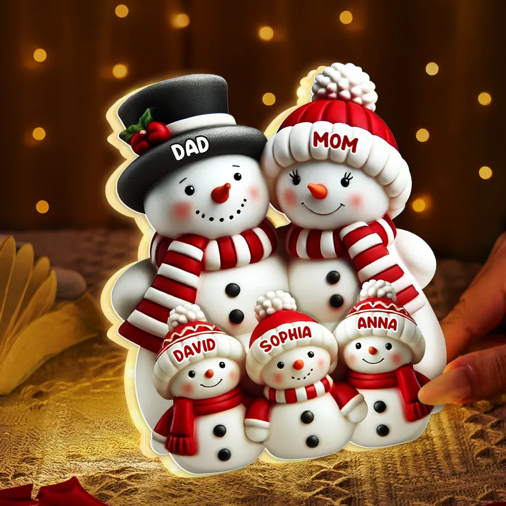 3D Effect Cute Snowman Personalized Light Box – Unique Christmas Decor & Holiday Gift for Family, Grandma & Grandpa Light Box