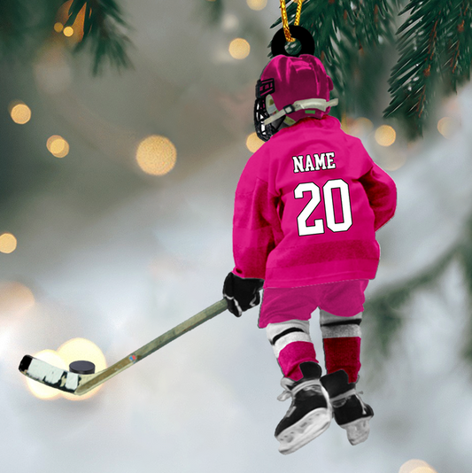 Custom Hockey Player Ornament 2025 – Personalized Christmas Gift for Hockey Lovers & Kids Ornament
