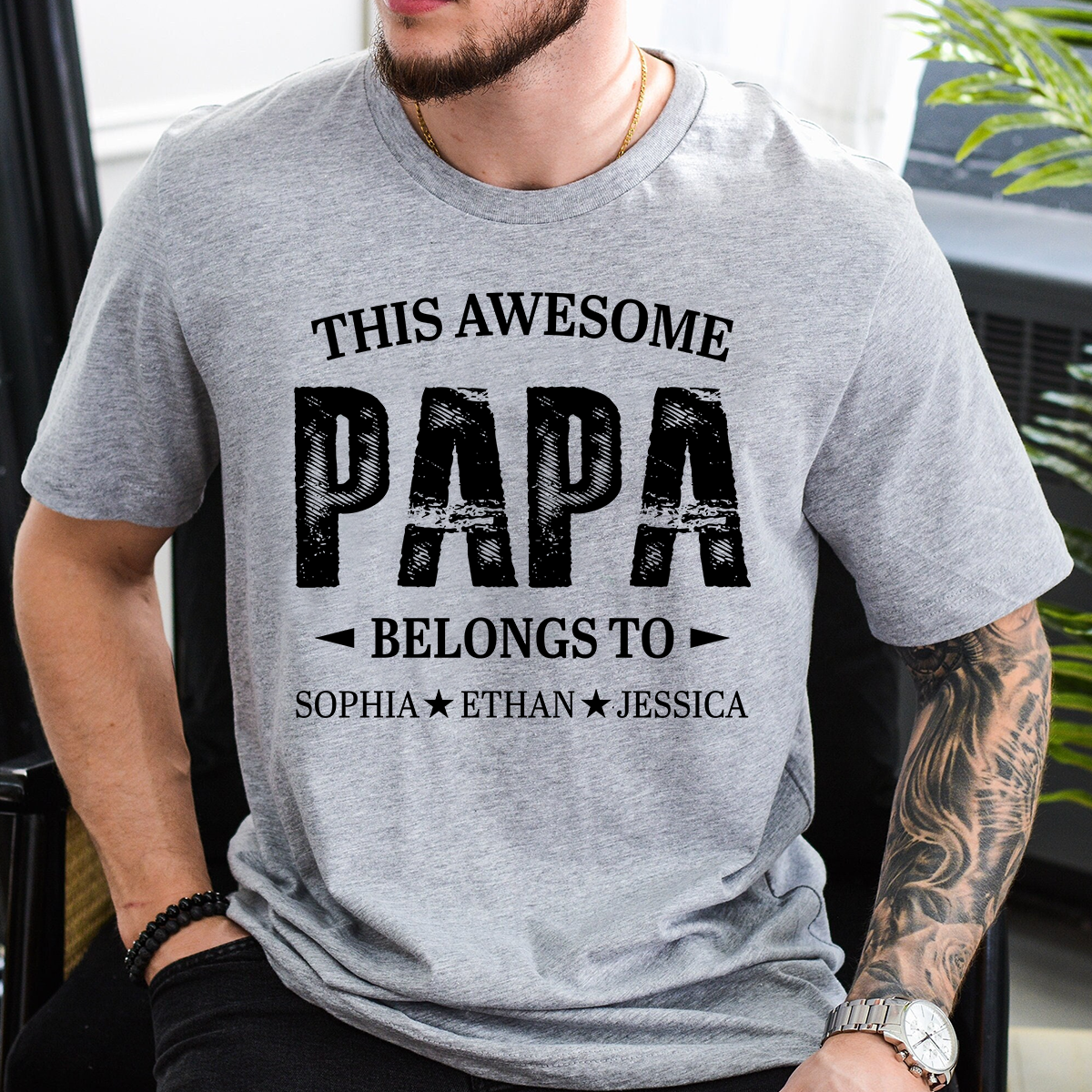 Personalized Grandpa Shirt This Awesome Grandpa Belongs To with Custom Names, Proud Family T Shirt