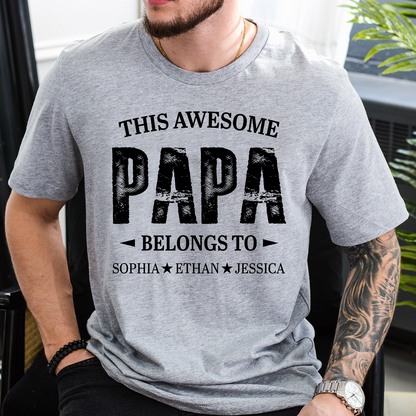 Personalized Grandpa Shirt This Awesome Grandpa Belongs To with Custom Names, Proud Family T Shirt