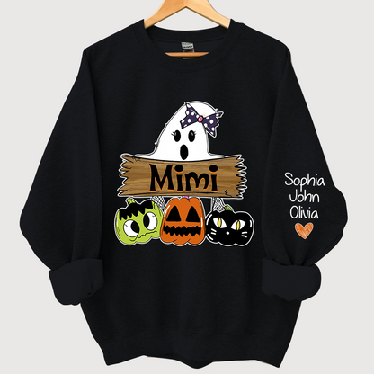 Pumpkin Ghost Halloween Mimi,Grandma And Grandkids Sweatshirt