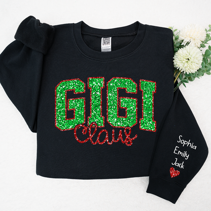 Glitter Red Gigi Claus Christmas With Grandkids Sweatshirt