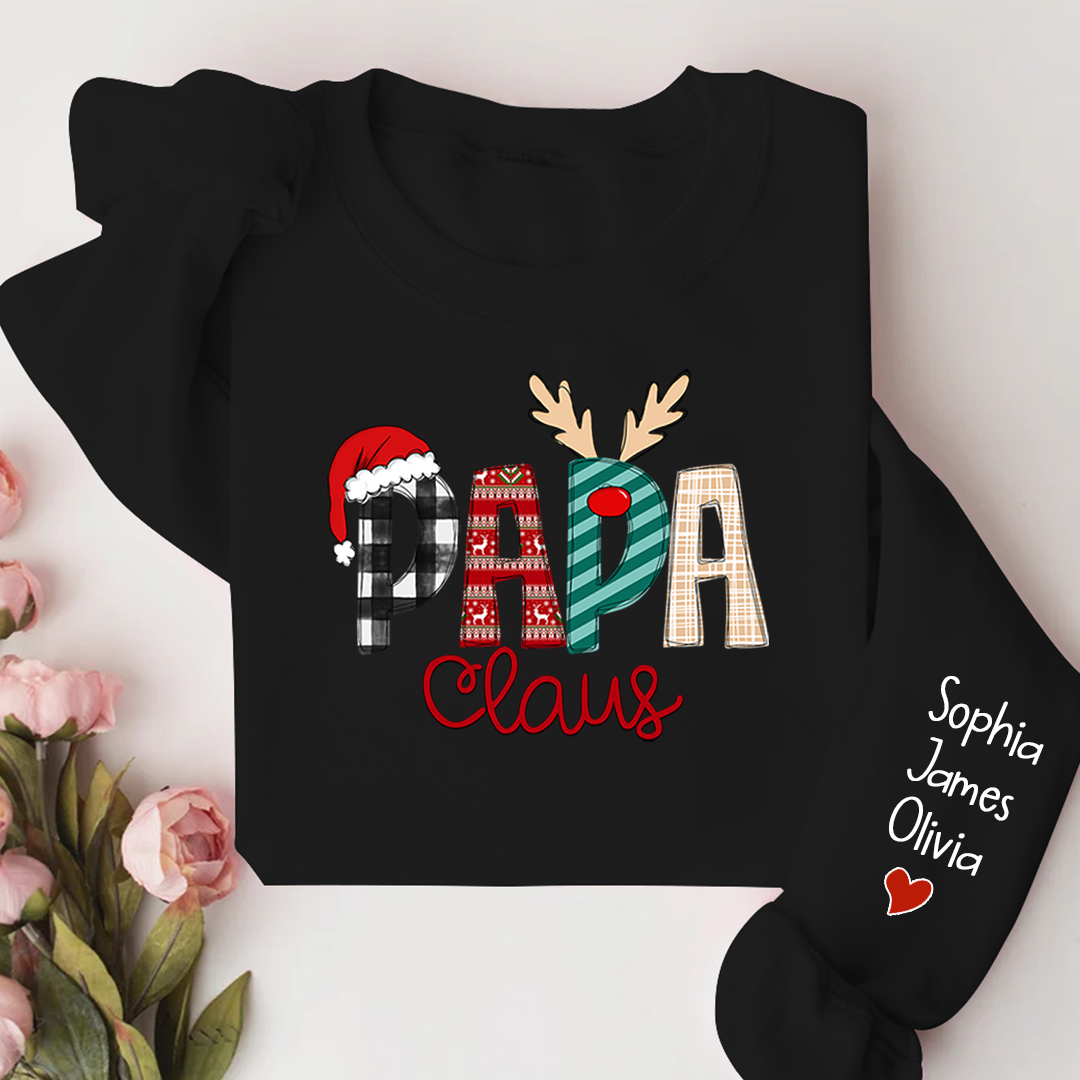 Personalize Merry Christmas Papa Claus, Dad Claus Gift Custom Name Kids Sweatshirt