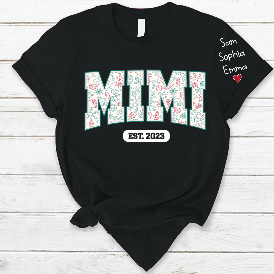 Mimi est ,Merry Christmas Nana, Grandma ,Custom Grandma Christmas T-Shirt