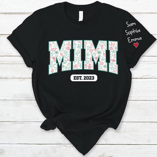 Mimi est ,Merry Christmas Nana, Grandma ,Custom Grandma Christmas T-Shirt
