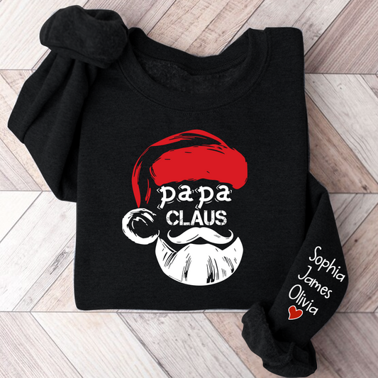 Merry Christmas Papa Claus, Dad Claus Gift Custom Name Kids Sweatshirt
