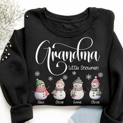 Grandma Little Snowmen And Grandkids Merry Christmas Sweatshirt