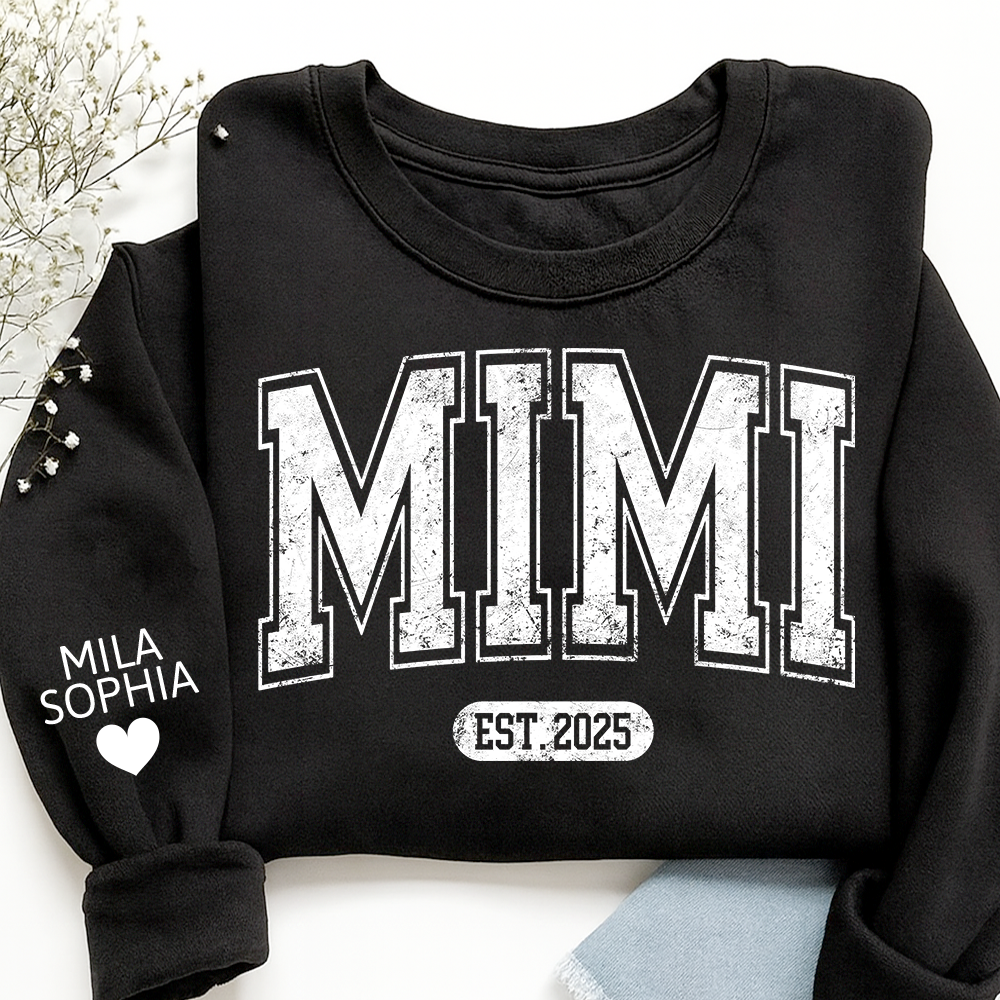 Mimi est with Grandkids’ Names, Custom Gift for Grandma Sweatshirt