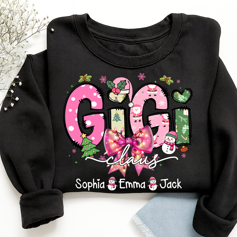 Gigi claus tree santa And Grandkids Christmas Sweatshirt