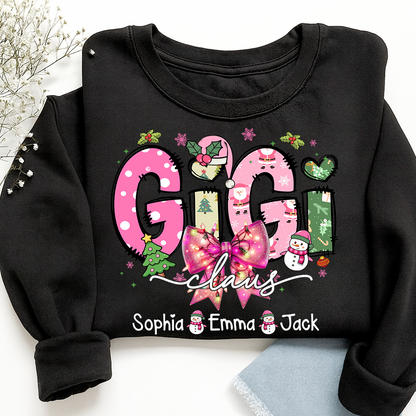 Gigi claus tree santa And Grandkids Christmas Sweatshirt