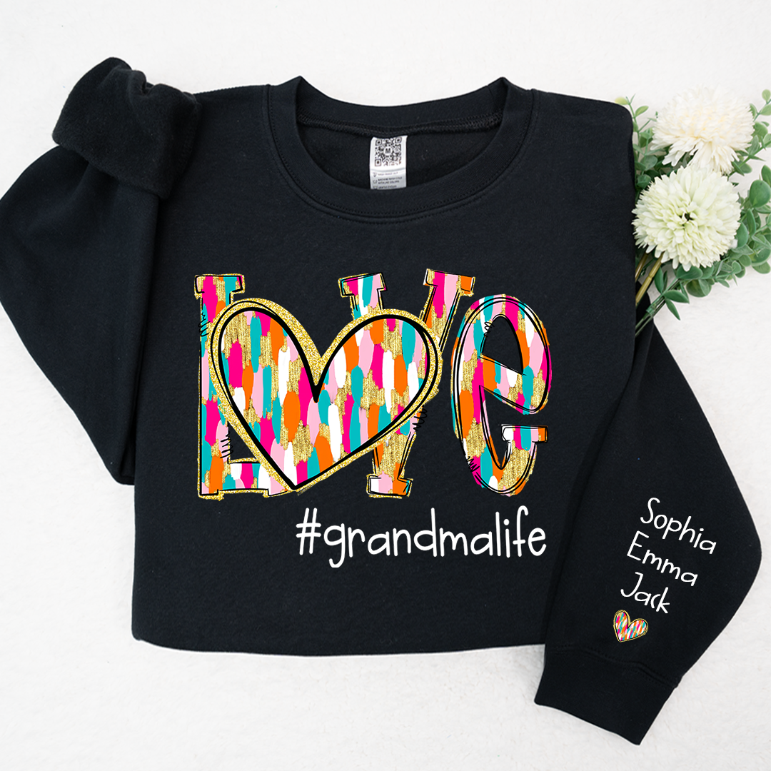 Personalized Love grandmalife Colorful And Grandkids Chritsmas Sweatshirt