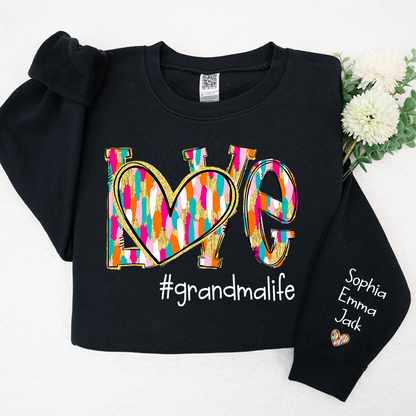 Personalized Love grandmalife Colorful And Grandkids Chritsmas Sweatshirt
