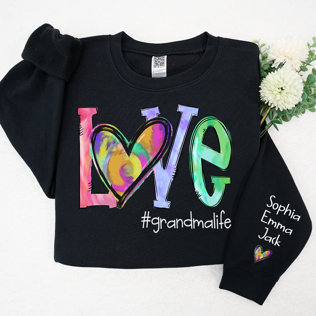 Love Grandmalife colorful heart  And Grandkids 2024 Sweatshirt