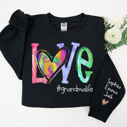 Love Grandmalife colorful heart  And Grandkids 2024 Sweatshirt