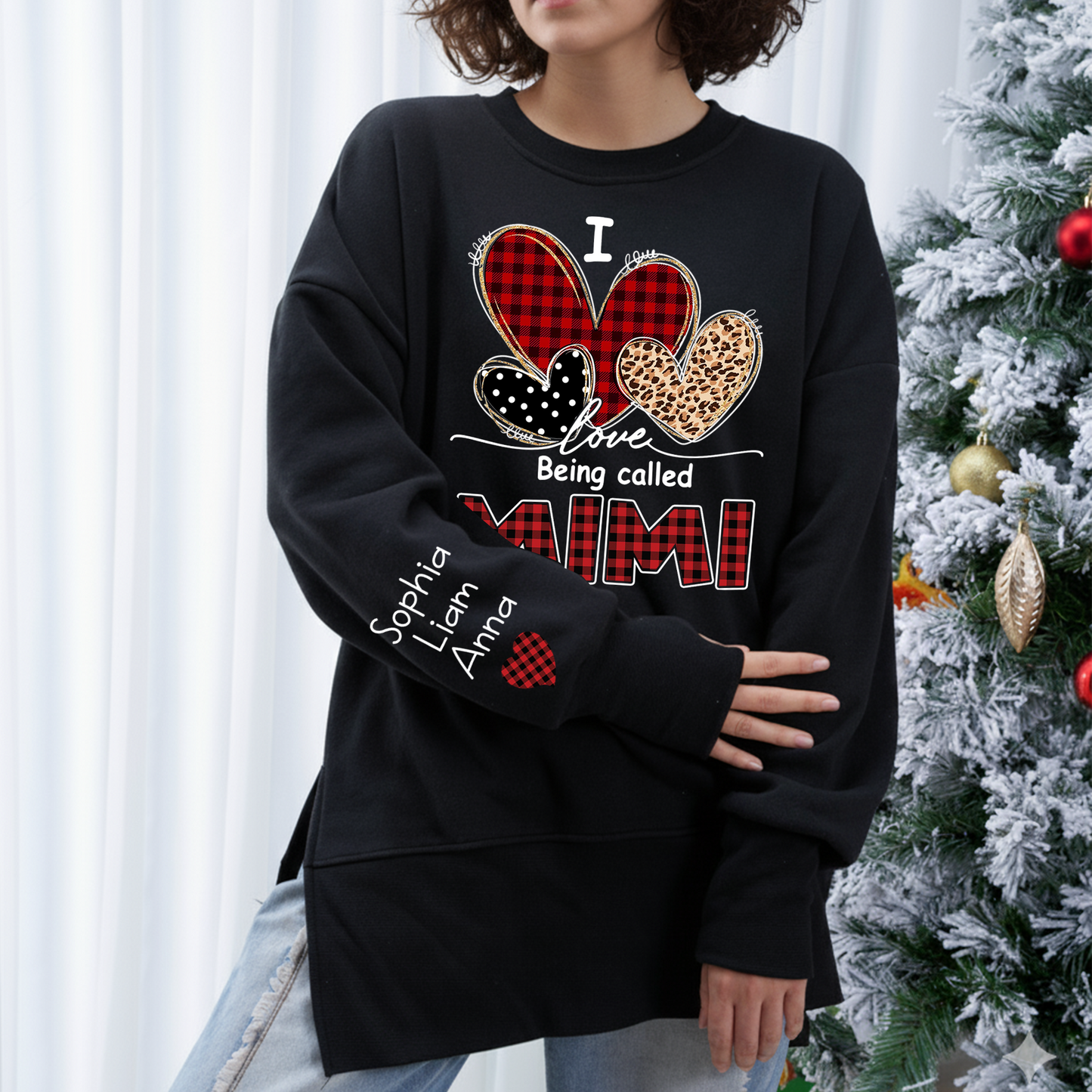 I Love Being Calling Mimi Oversized Sweatshirt, Personalized Grandma Shirt with Kids Names
