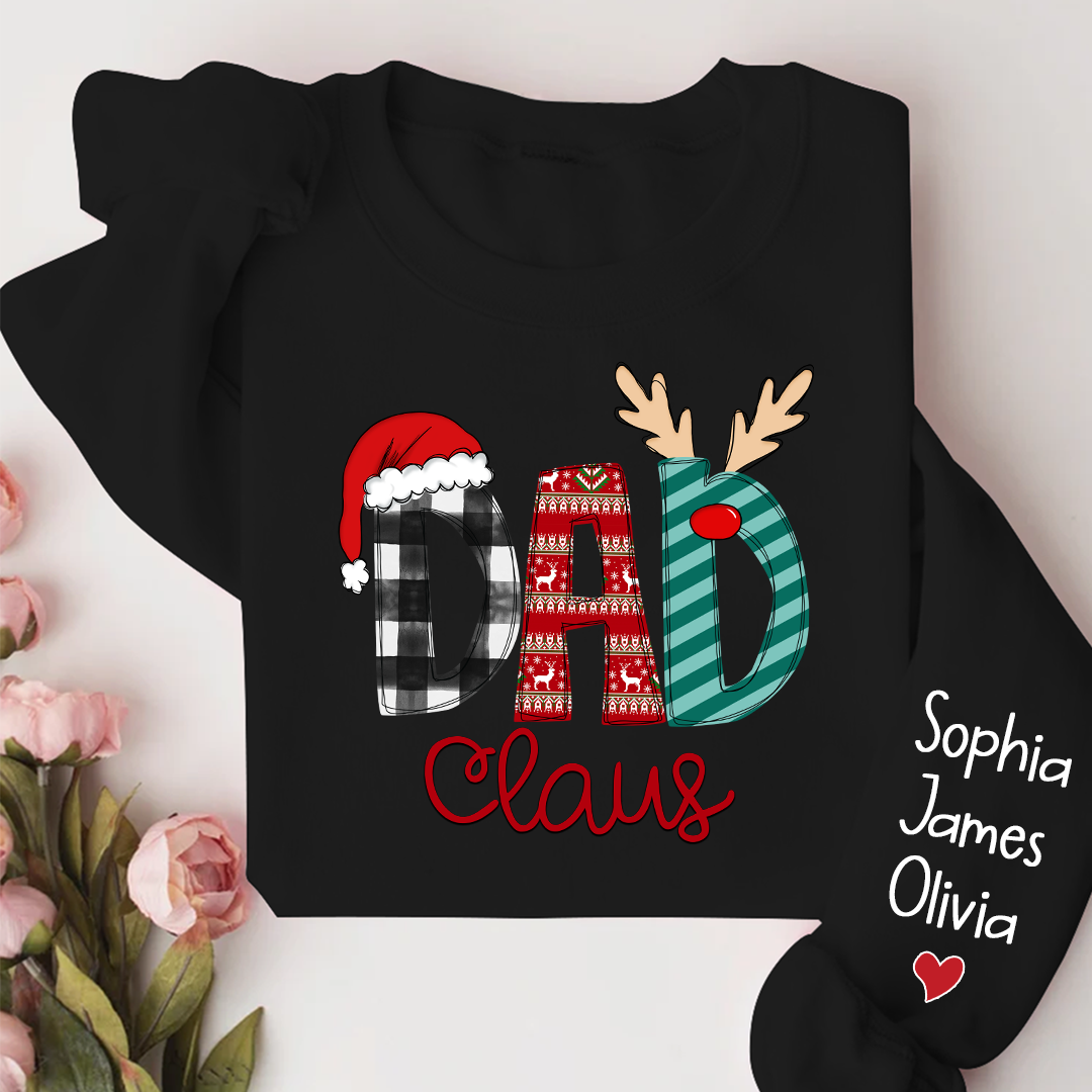 Dad Claus Merry Christmas Papa Claus Gift Custom Name Kids Sweatshirt