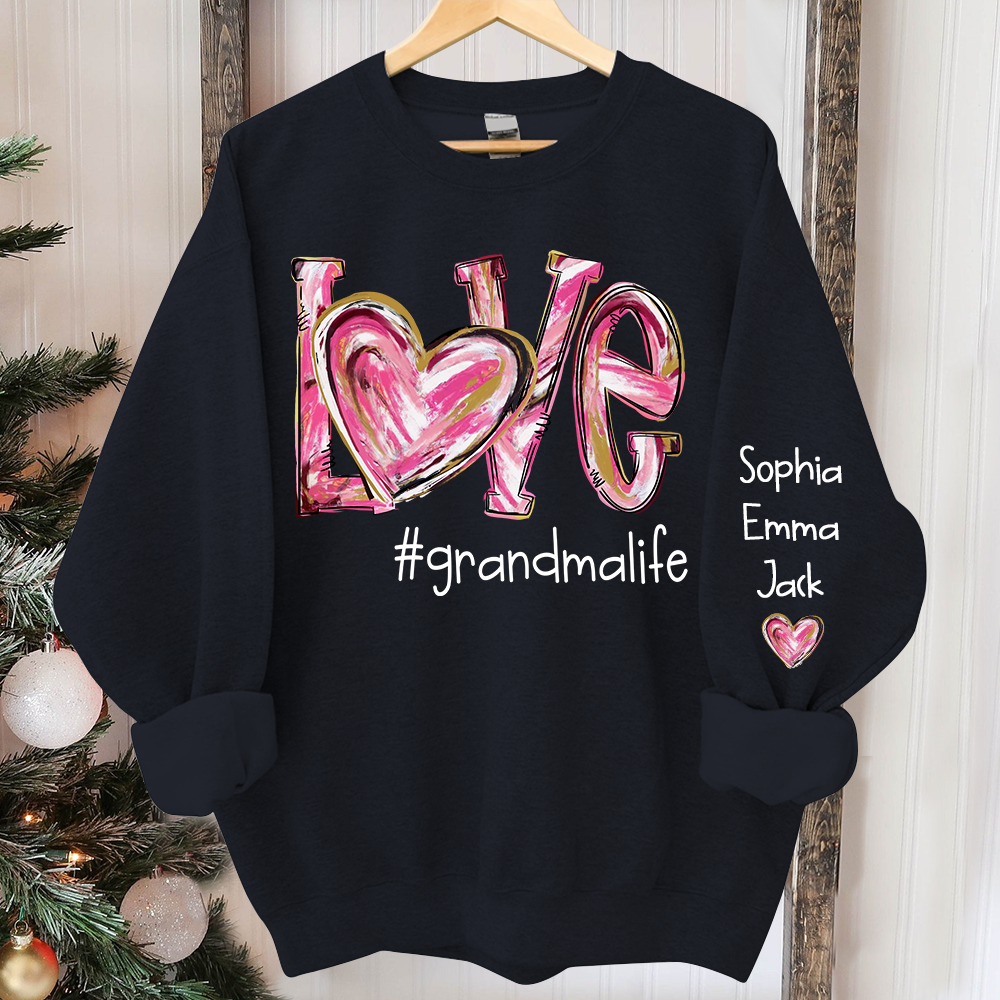 Love grandmalife pink color Christmas And Grandkids Sweatshirt