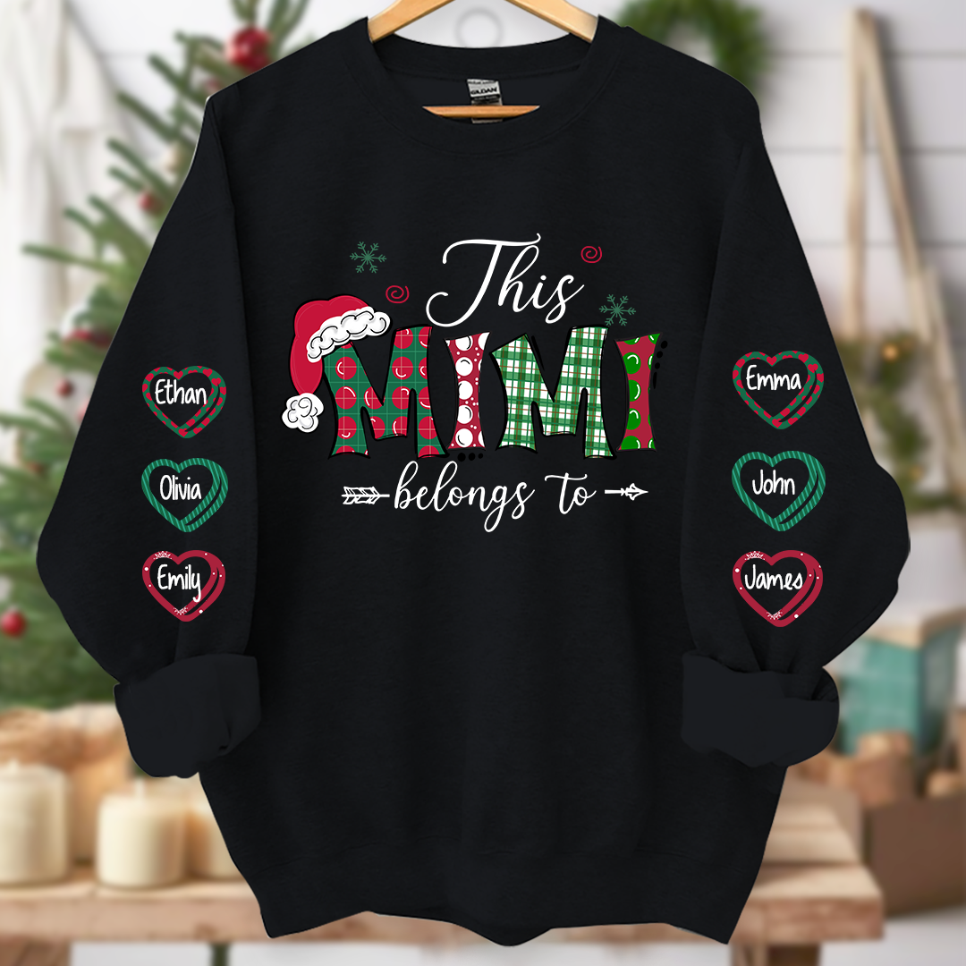 This Mimi belongs to merry christmas And Grandkids Name Sweatshirt