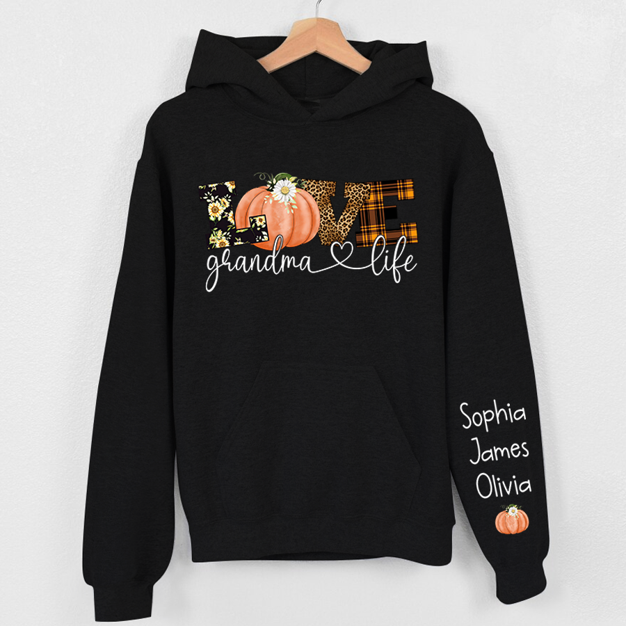 Personalized Love Grandma Life Fall Season Pumpkin Hoodie