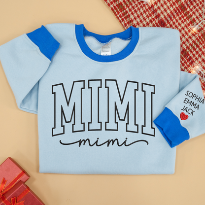Colorful Crewneck, Custom Mimi Heart Embroidery And Grandkids Sweatshirt Mix