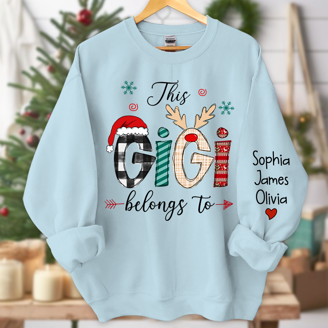 Merry Christmas This Gigi Belongs To Grandkids Sweatshirt, Merry Christmas Grandma Sweatshirt