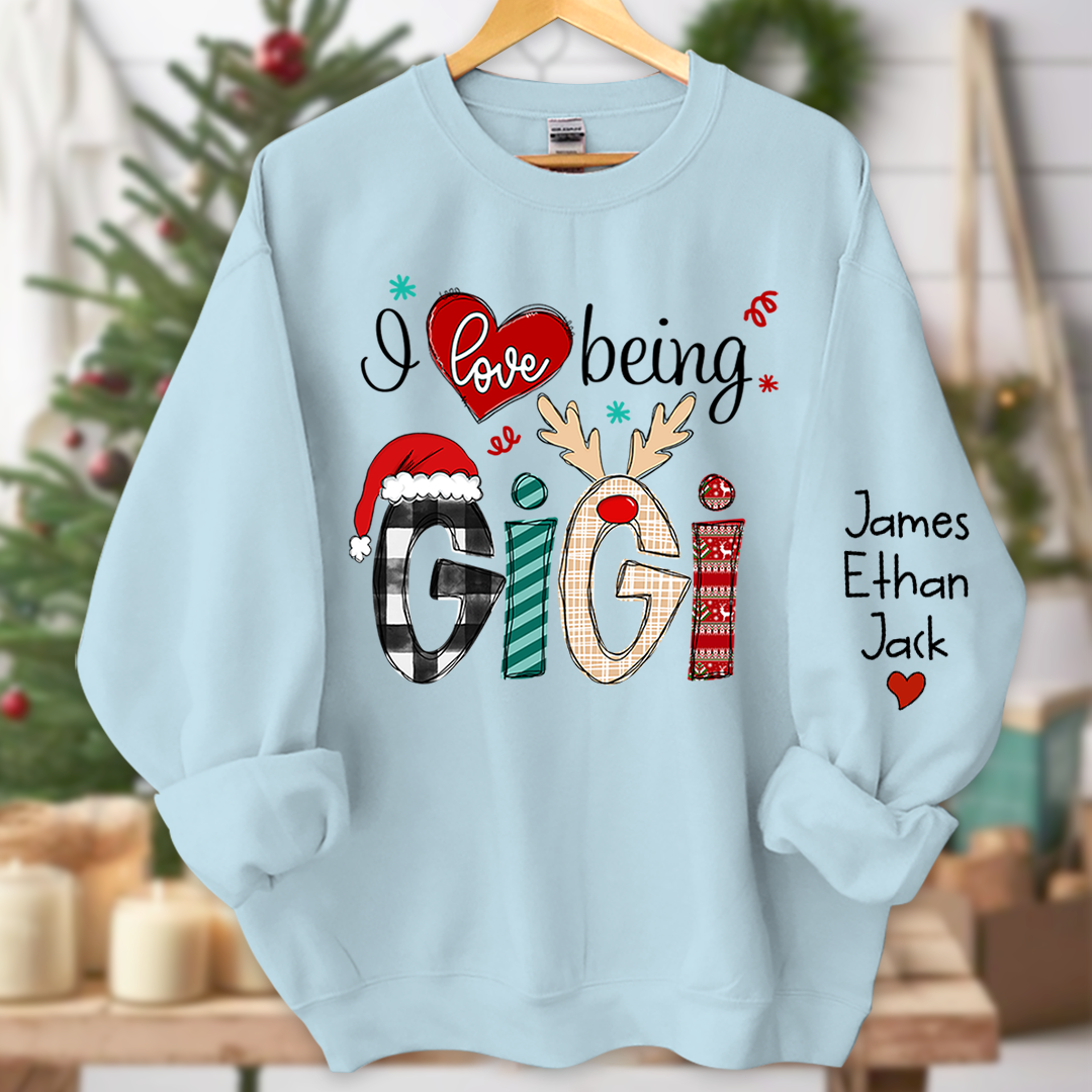 Christmas I love being Gigi Claus Sweatshirt, Merry Christmas Nana Sweatshirt, Custom Grandma Claus Christmas