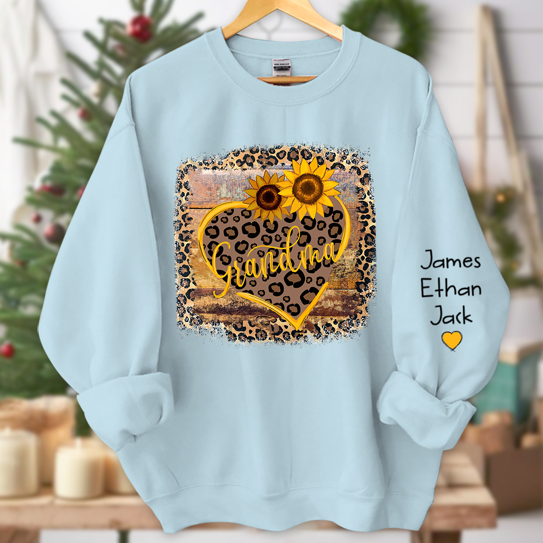 Personalized Mimi Heart Sunflower Sweatshirt Custom Grandma and Grandkids Sweatshirt