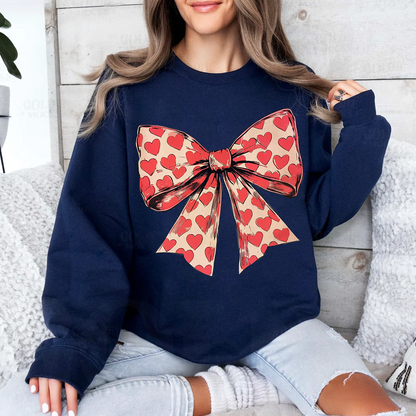 Valentine's day Heart Coquette Bow Sweatshirt