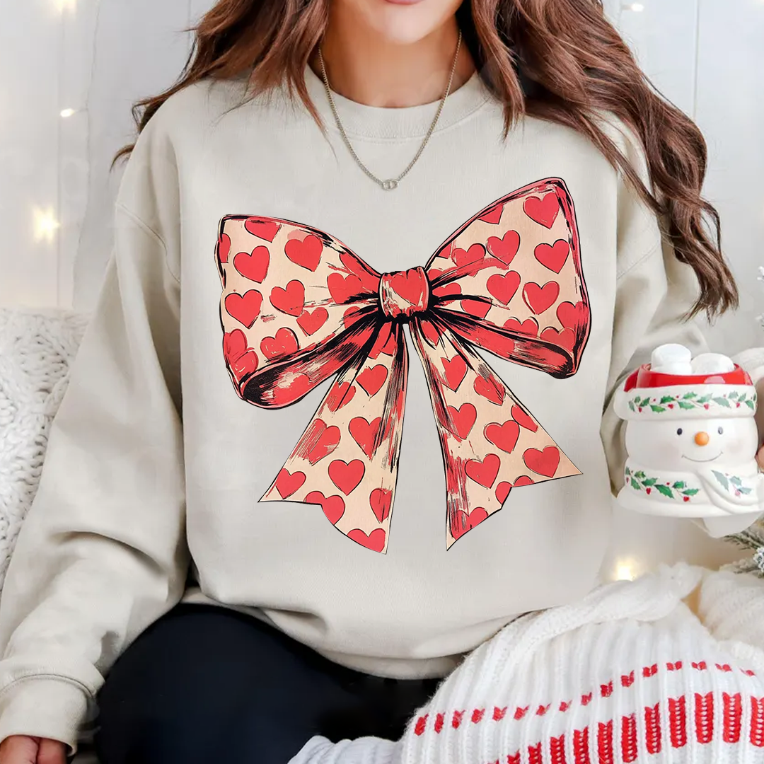 Valentine's day Heart Coquette Bow Sweatshirt
