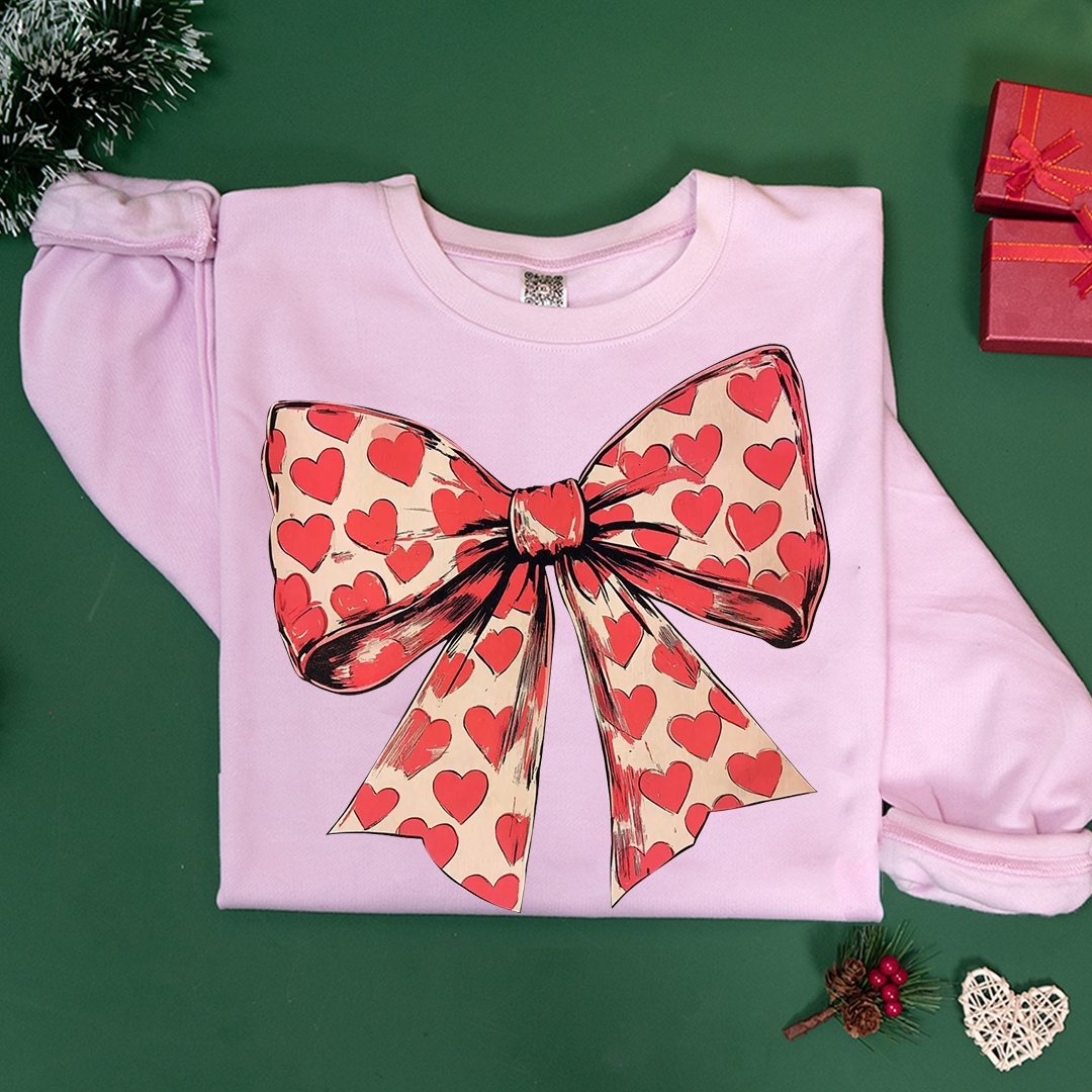 Valentine's day Heart Coquette Bow Sweatshirt
