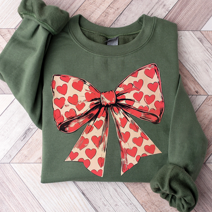 Valentine's day Heart Coquette Bow Sweatshirt