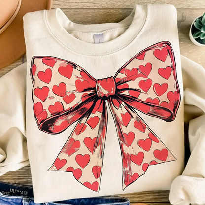 Valentine's day Heart Coquette Bow Sweatshirt