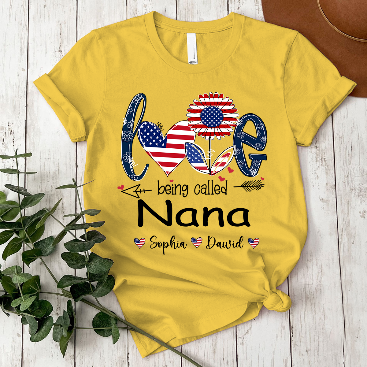Custom Love Being Grandma USA Shirt, Personalized Nickname And Grandkids