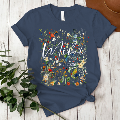 Custom Mimi Est Flower Shirt, Personalized Nickname And Grandkids, Gift For Mother's Day