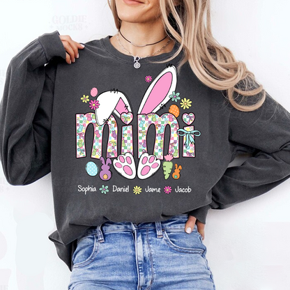 Mimi Bunny Easter Day Custom Mimi And Grankids Name T-Shirt