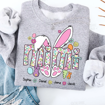 Mimi Bunny Easter Day Custom Mimi And Grankids Name T-Shirt
