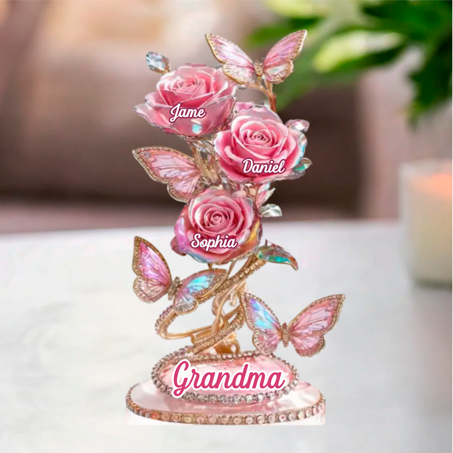 Each Rose Holds A Piece Of Your Heart - Family Personalized Custom Acrylic Plaque Custom Shape Mother's Day Gift