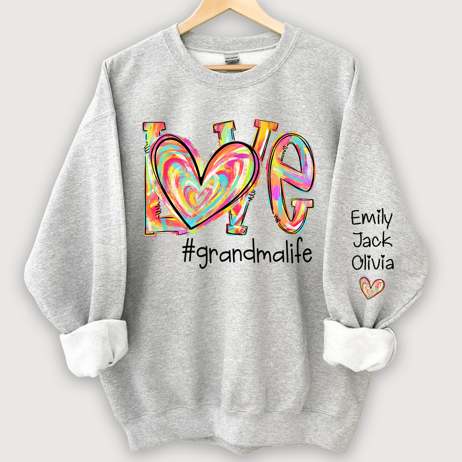 Love Grandma Life Fall Autumn Color Clipart And Grandkids Sweatshirt