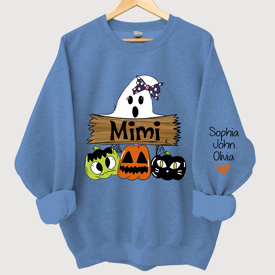 Pumpkin Ghost Halloween Mimi,Grandma And Grandkids Sweatshirt
