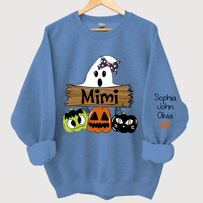 Pumpkin Ghost Halloween Mimi,Grandma And Grandkids Sweatshirt